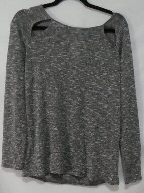 OXXO Marled Grey Cutout Shoulder Keyhole Knit Top Size Medium